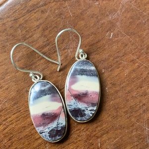 NATURAL PORCELAIN JASPER 925 STERLING SILVER EARRINGS